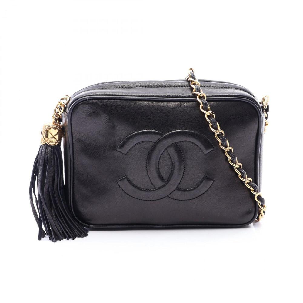 Chanel Coco Mark Shoulder Bag/Handbag, Lambskin Leather, Women's, Black